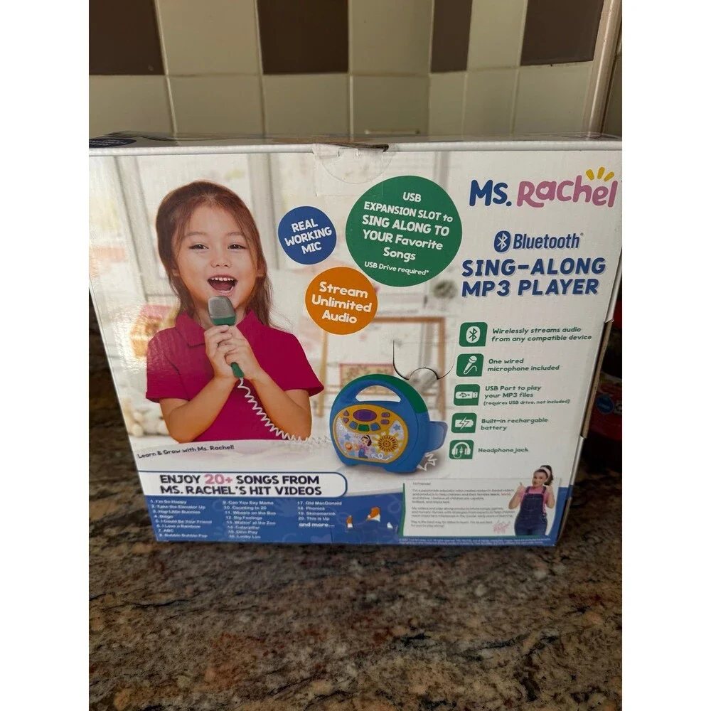 eKids Ms Rachel Bluetooth Karaoke Machine with Microphone for Kids